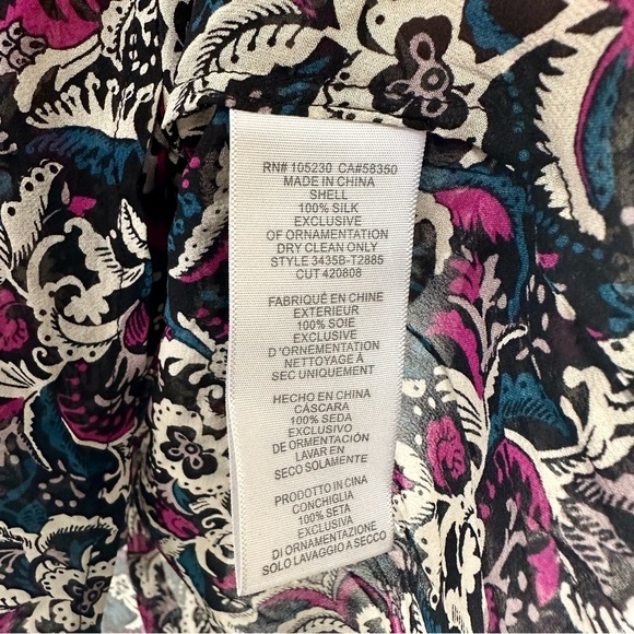 JOIE Suzetta Paisley Sheer Silk Tassel blouse - Picture 6 of 7